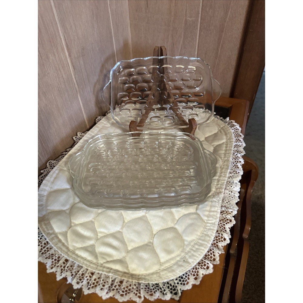 Vintage Federal Glass Yorktown‎ Snack Trays Set Of 4